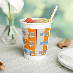 Vasos De Papel Edificio moderno de apartamentos con aire acondici
