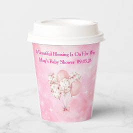 Vasos De Papel Editable Pink Chinoiserie Baby Shower Tableware