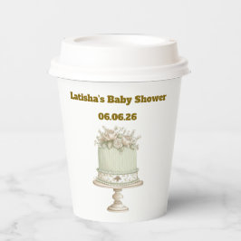 Vasos De Papel Editable Vintage Neutral Baby Shower 