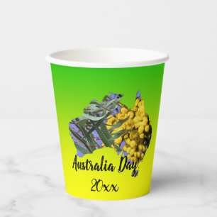 Vasos De Papel Editar año de texto, Australia Day Gum Leaf Wattle