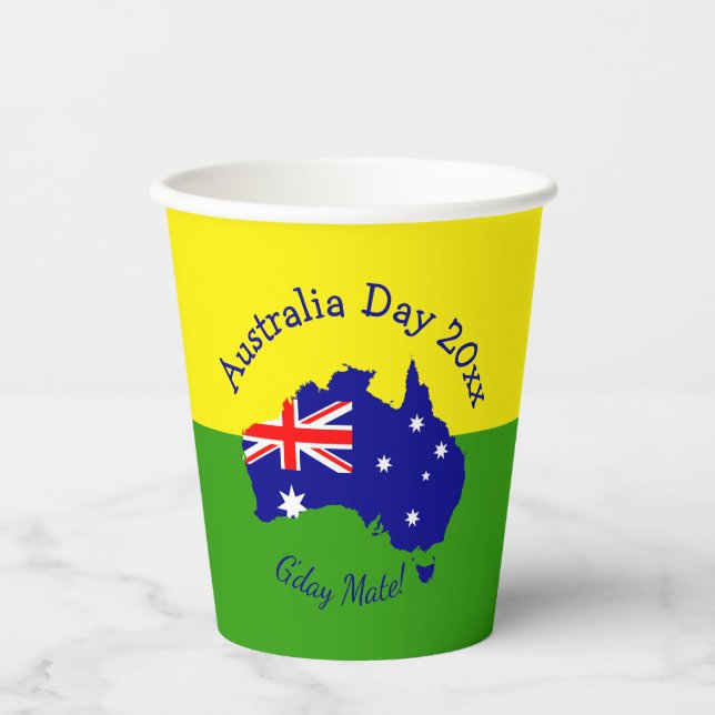 Vasos De Papel Editar Año de Texto Día de Australia (Anverso)