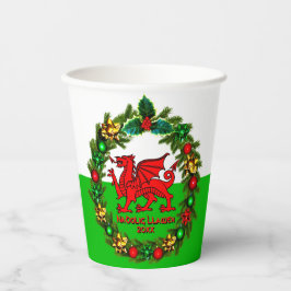 Vasos De Papel Editar Navidades del Dragón rojo de la bandera gal