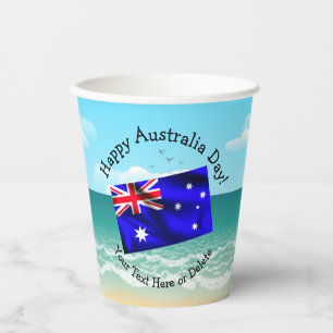Vasos De Papel Editar texto Feliz Día de Australia Bandera Océana