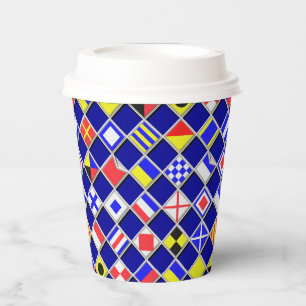 Vasos De Papel Efecto 3D baldosas Motivo bandera náutica a cuadro