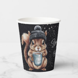 Vasos De Papel Eichhörnchen mit Tasse und Schnee „Stay Warm“