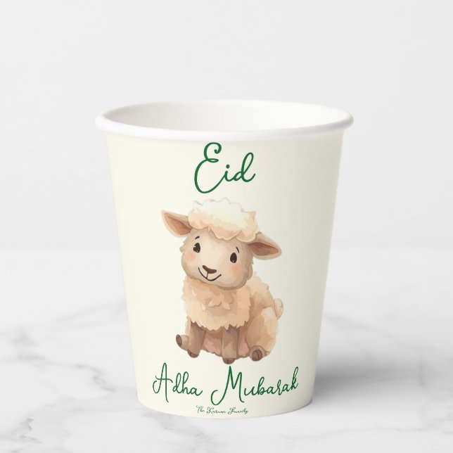 Vasos De Papel Eid  Al Adha Beige Cute  Sheep Dinner  (Anverso)