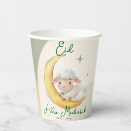Vasos De Papel Eid  Al Adha Dusty Green Cute Sheep Dinner 