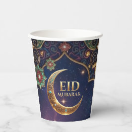 Vasos De Papel Eid Mubarak Islamic celebration Gold And navy