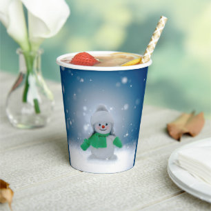 Vasos De Papel El adorable personaje de muñeco de nieve de Navida