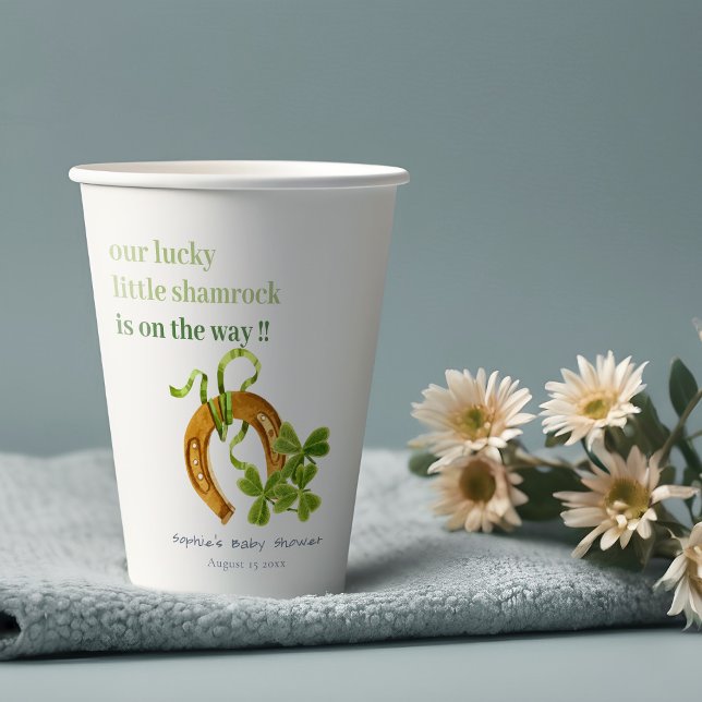 Vasos De Papel El afortunado Shamrock St Patrick's Day Baby Showe (Subido por el creador)