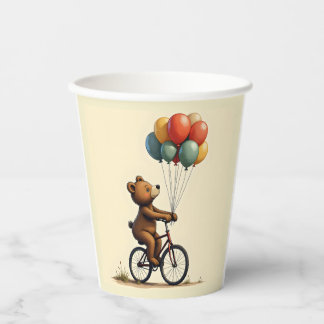 Vasos De Papel El alegre Pegatina del viaje del oso