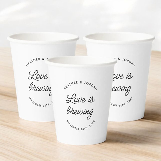 Vasos De Papel El amor moderno es preparar café o té Boda (Subido por el creador)
