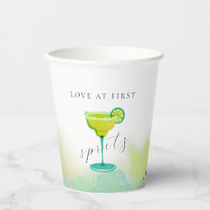 Vasos De Papel El amor verde en la primera ducha de novia Spritz