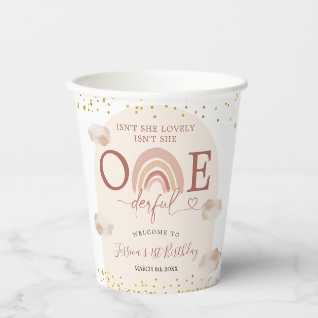Vasos De Papel El arcoiris de Boho no es un cumpleaños maravillos (Anverso)