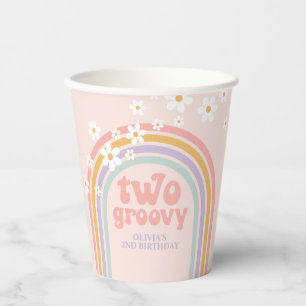 Vasos De Papel El arcoiris pastel dos groovy segundo cumpleaños