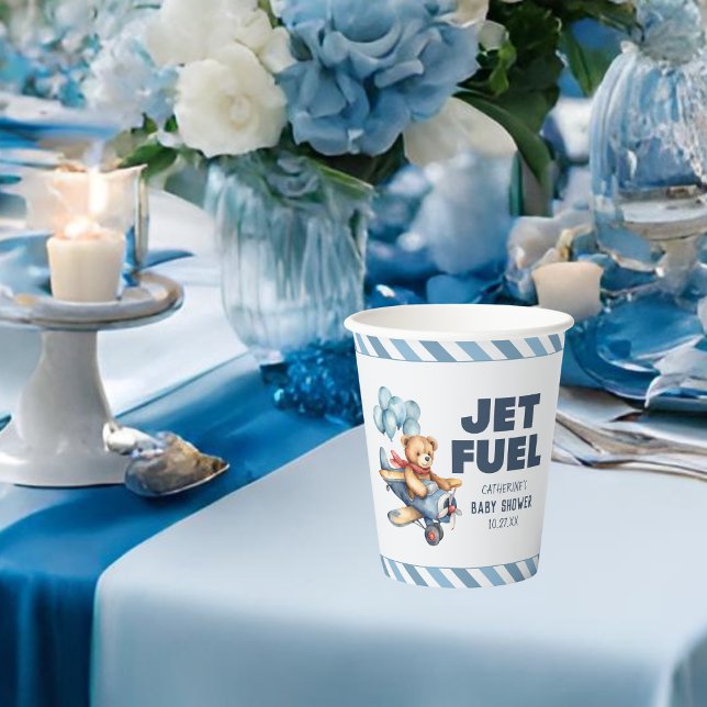 Vasos De Papel El avión de Teddy Bear Globo Boy Baby Shower (Subido por el creador)