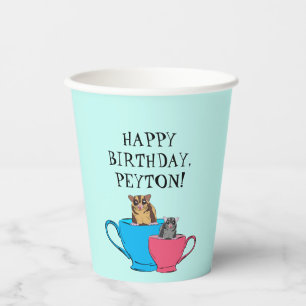 Vasos De Papel El azucarero en la fiesta de cumpleaños del Perso