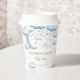 Vasos De Papel El azul plateado sobre el Baby Shower de Moon Boy