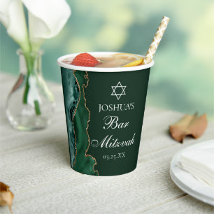Vasos De Papel El bar de la agata de oro verde oscuro Mitzvah Fie