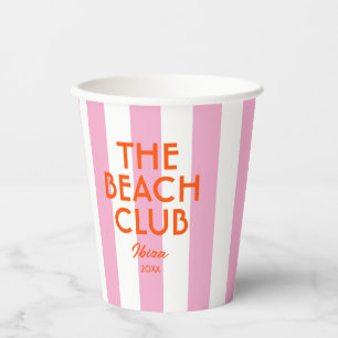 Vasos De Papel El Beach Club Ibiza Rosa Cabana Stripe