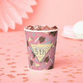 Vasos De Papel El bebé rosado Hippo de Retro 80 Cumpleaños