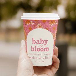 Vasos De Papel El bebé rosado vibrante Retro Groovy en el Boho de