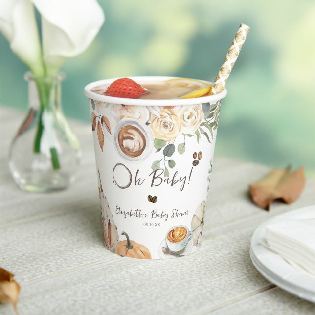 Vasos De Papel El bebé se está preparando | Autumn Coffee Baby Sh (in situ)