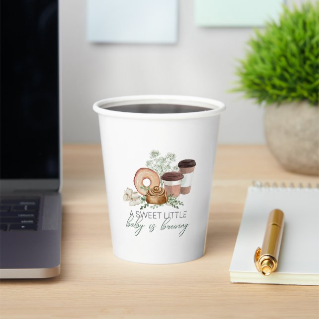 Vasos De Papel El bebé se está preparando - Desayuno - Verde (in situ)