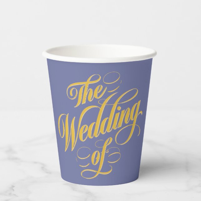 Vasos De Papel El Boda de la elegancia: Blueberry y Sunshine (Anverso)