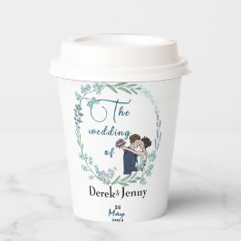 Vasos De Papel El boda de los amantes del azul