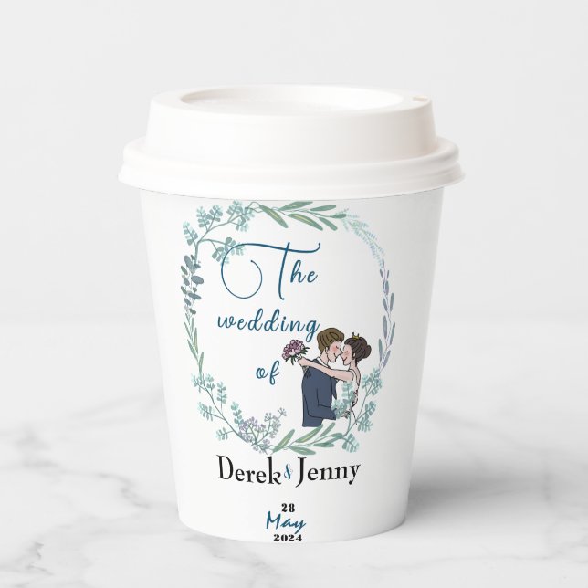 Vasos De Papel El boda de los amantes del azul (Anverso)