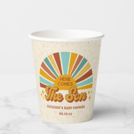 Vasos De Papel El Boho retro viene el Baby Shower del hijo