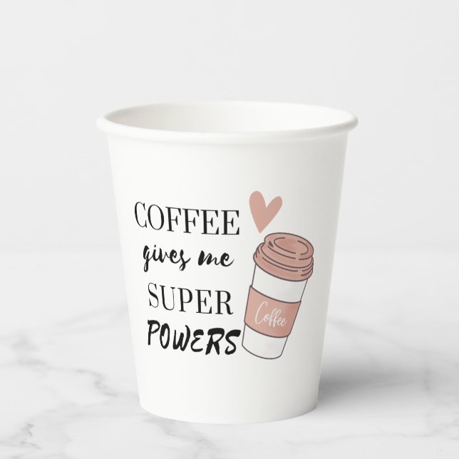 Vasos De Papel El café me da superpoderes (Anverso)