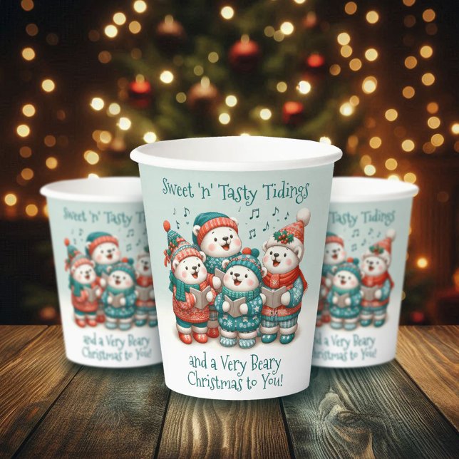 Vasos De Papel ¡El canto de los osos polares tiene Navidades muy  (Cute Polar Bears Sing Have a Very Beary Christmas! Paper Cups Cover Photo)