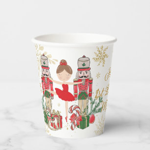 Vasos De Papel El Cascanueces Ballet Rojo Verde Dorado Navidad