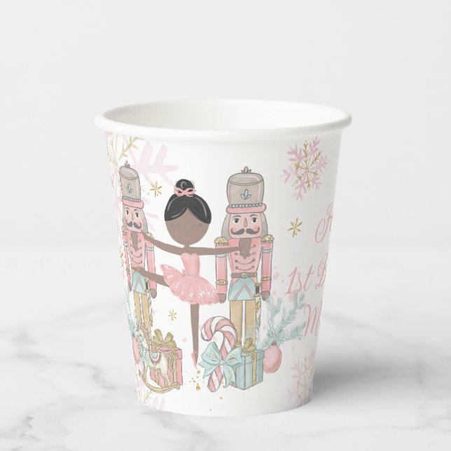 Vasos De Papel El Cascanueces Ballet Rosa Pastel Navidad (Anverso)