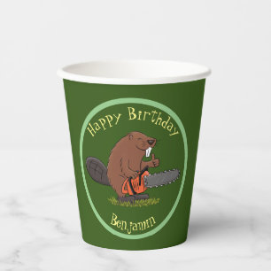 Vasos De Papel El castor con el ilustracion personalizado diverti