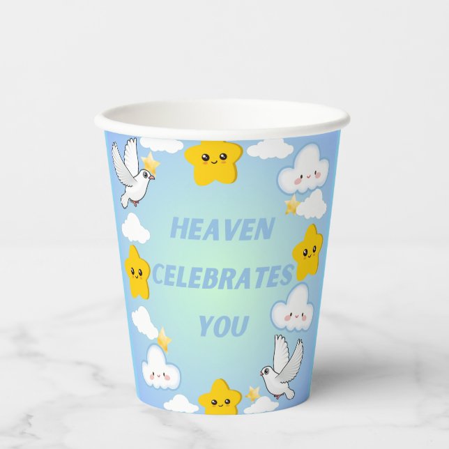 Vasos De Papel El cielo te celebra cristiano  (Anverso)