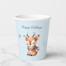 Vasos De Papel El ciervo Personalizado lindo en la nieve
