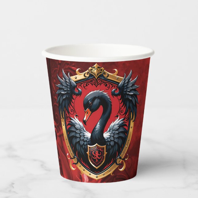 Vasos De Papel El Cisne Negro es un símbolo de elegancia y poder. (Anverso)