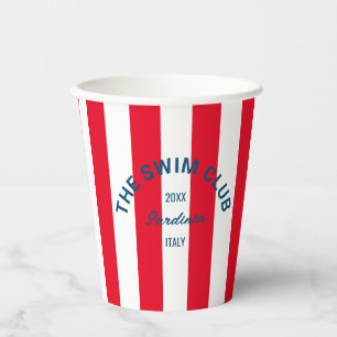 Vasos De Papel El Club De Natación Escudo Red Cabana Stripe