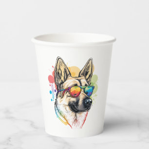 Vasos De Papel El colorido Pastor Alemán Pop Art Dad Mom Dog Love