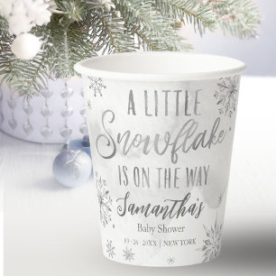 Vasos De Papel el copo de nieve está en camino Baby Shower