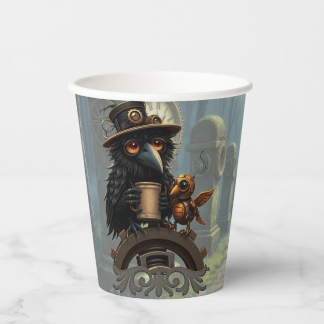 Vasos De Papel El cuervo impulsado por Café (Anverso)