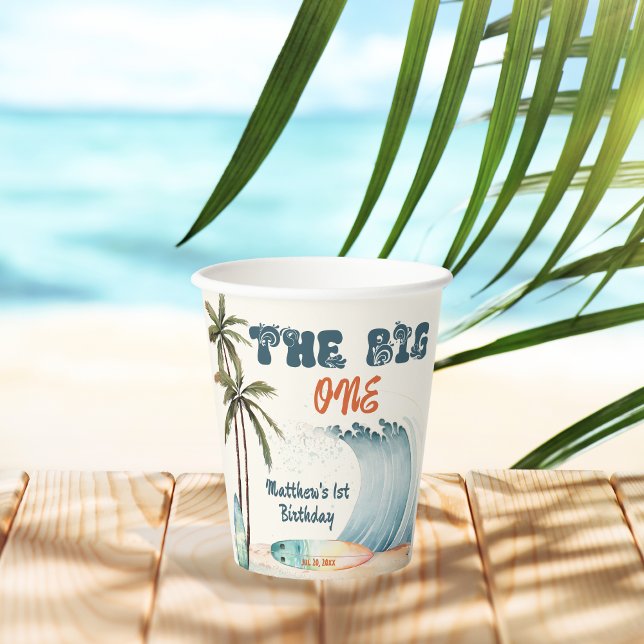 Vasos De Papel El cumpleaños del surf tropical grande (Subido por el creador)