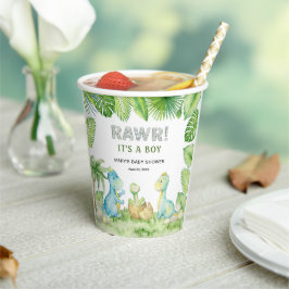 Vasos De Papel El despertar de los dinosaurios es un niño Baby Sh