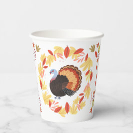 Vasos De Papel El día de Acción de Gracias Turquía y otoño deja t