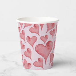 Vasos De Papel El día de San Valentín caprichoso de acuarela