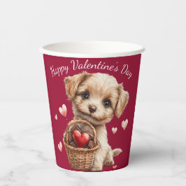 Vasos De Papel El día de San Valentín Cesta de Cachorro de Corazó