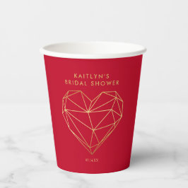 Vasos De Papel El día de San Valentín de corazón geométrico ducha